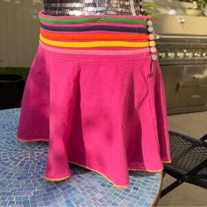 Chic Pink Mini Skirt with Colorful Waistband